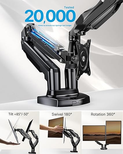 HUANUO Dual Monitor Stand – Fully Adjustable Desk Mount
