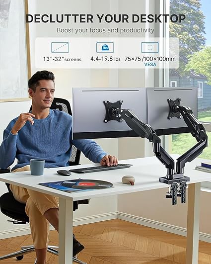 HUANUO Dual Monitor Stand – Fully Adjustable Desk Mount