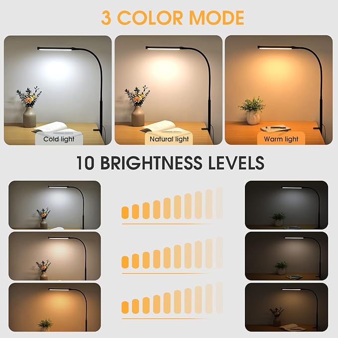 LED Desk Lamp with Clamp – Eye-Caring Architect Task Light