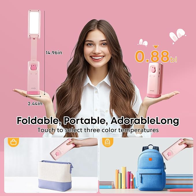 VAVOFO Foldable Portable Desk Lamp – Pink