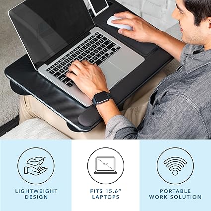 LAPGEAR Home Office Pro Lap Desk – Black Carbon (Style No. 91598)