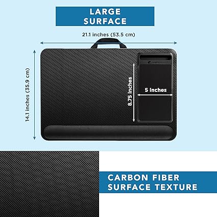 LAPGEAR Home Office Pro Lap Desk – Black Carbon (Style No. 91598)
